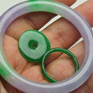 "Natural Jade bangle +  REE Jade Ring Jade Donut 55mm"
